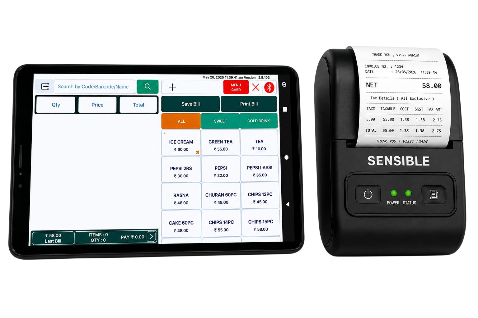 Mpos printer with receipt printer